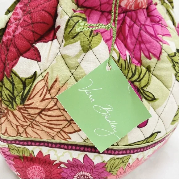 Vera Bradley Emma Hello Dahlia! NWT Quilted Cinch Purse Bucket Bag - Picture 2 of 9